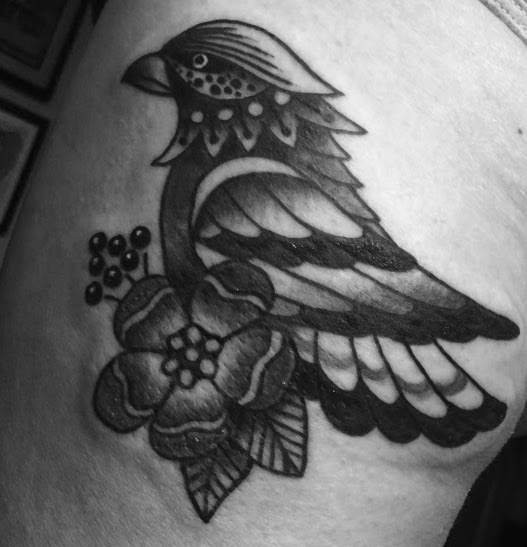 Photo By Julianna Menna Ceremony Tattoo Society, Philadelphia, PA, www.juliannamenna.com, black and white bird tattoo