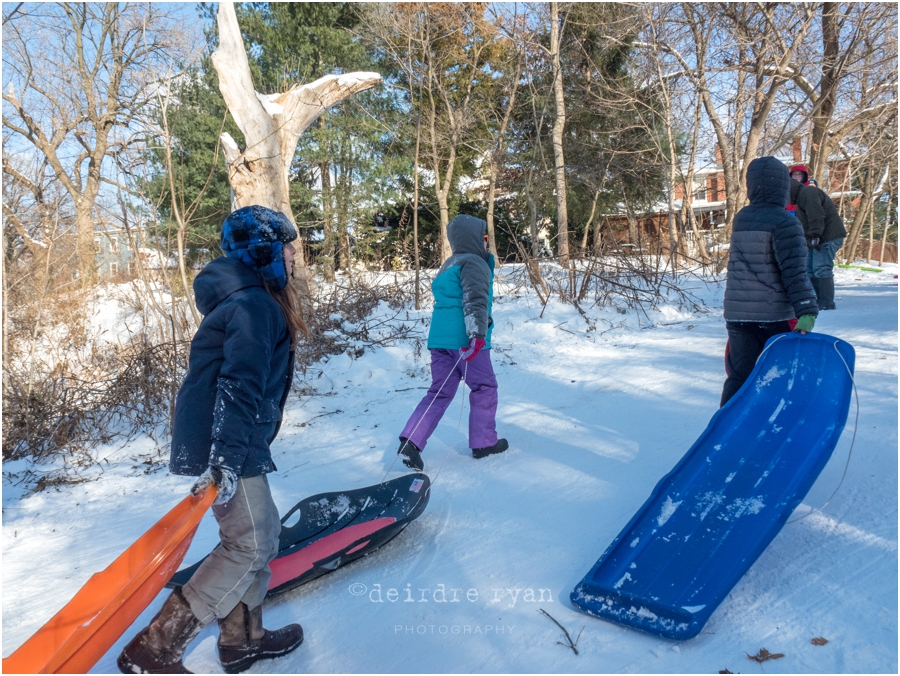 14-150mm f4.0-5.6 Zuiko lens,15 degrees and breezy,Bordentown,Federal St.,January 2017,Lime Kiln Alley Hill,NJ,Olympus OM-D E-M5II,Photo By Deirdre Ryan Photography www.deirdreryanphotography.com,friends and neighbors,sledding Sunday,sunny,